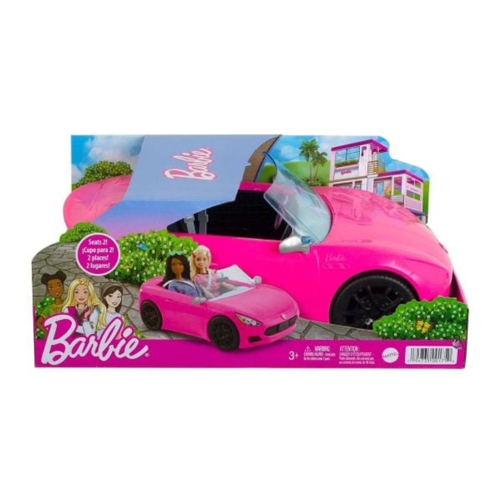 Barbie Pink Convertible Vehicle Toy with Rolling Wheels