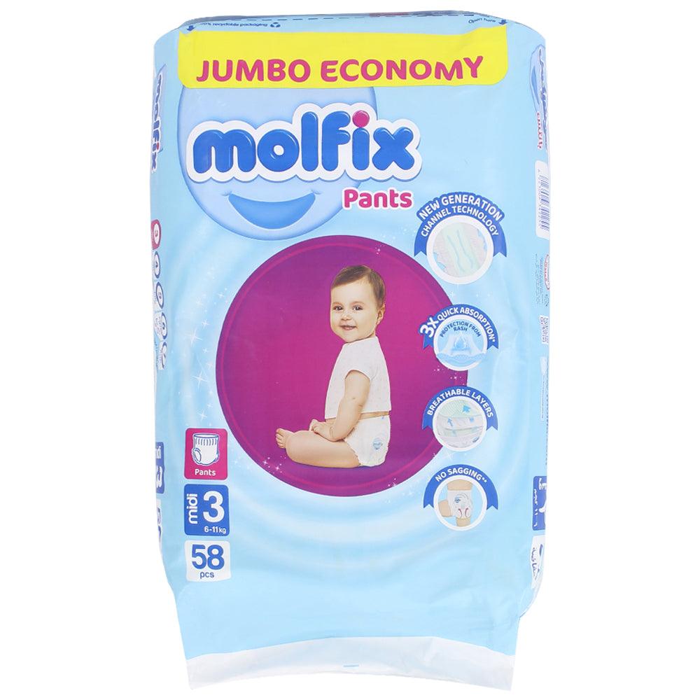 Molfix 58-Piece Midi Baby Diaper Pants - Jumbo - Size 3 - Ourkids - Molfix
