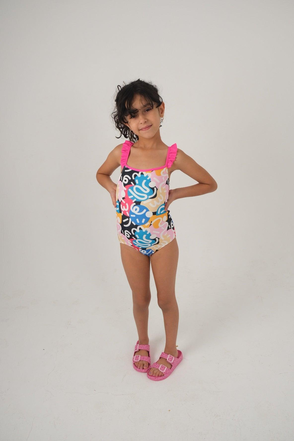 Multicolored Doodles Swim Suit - Ourkids - Playmore