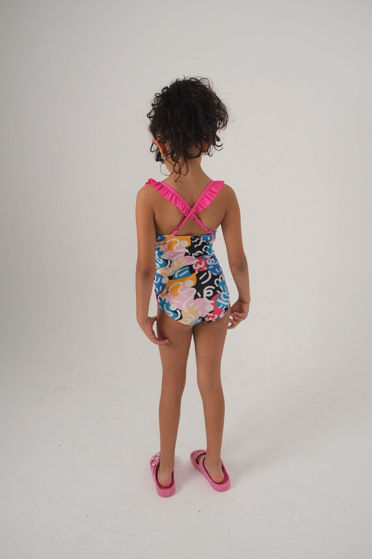 Multicolored Doodles Swim Suit - Ourkids - Playmore