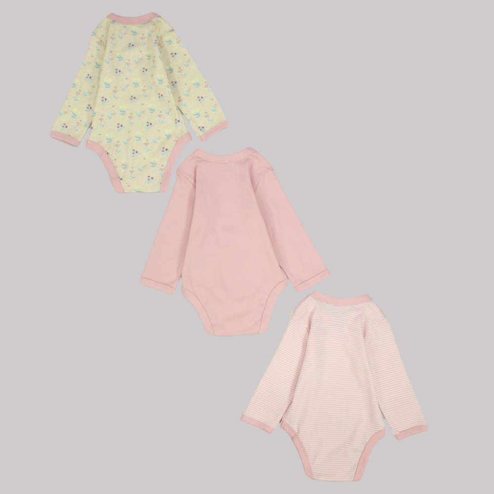 Multicolored Long-Sleeved Underwear Bodysuit (Pack Of 3) - Ourkids - Al Sayad
