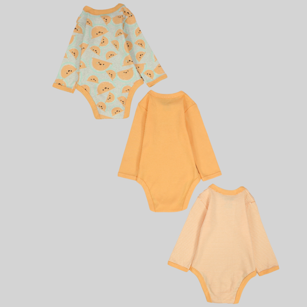 Multicolored Long-Sleeved Underwear Bodysuit (Pack Of 3) - Ourkids - Al Sayad