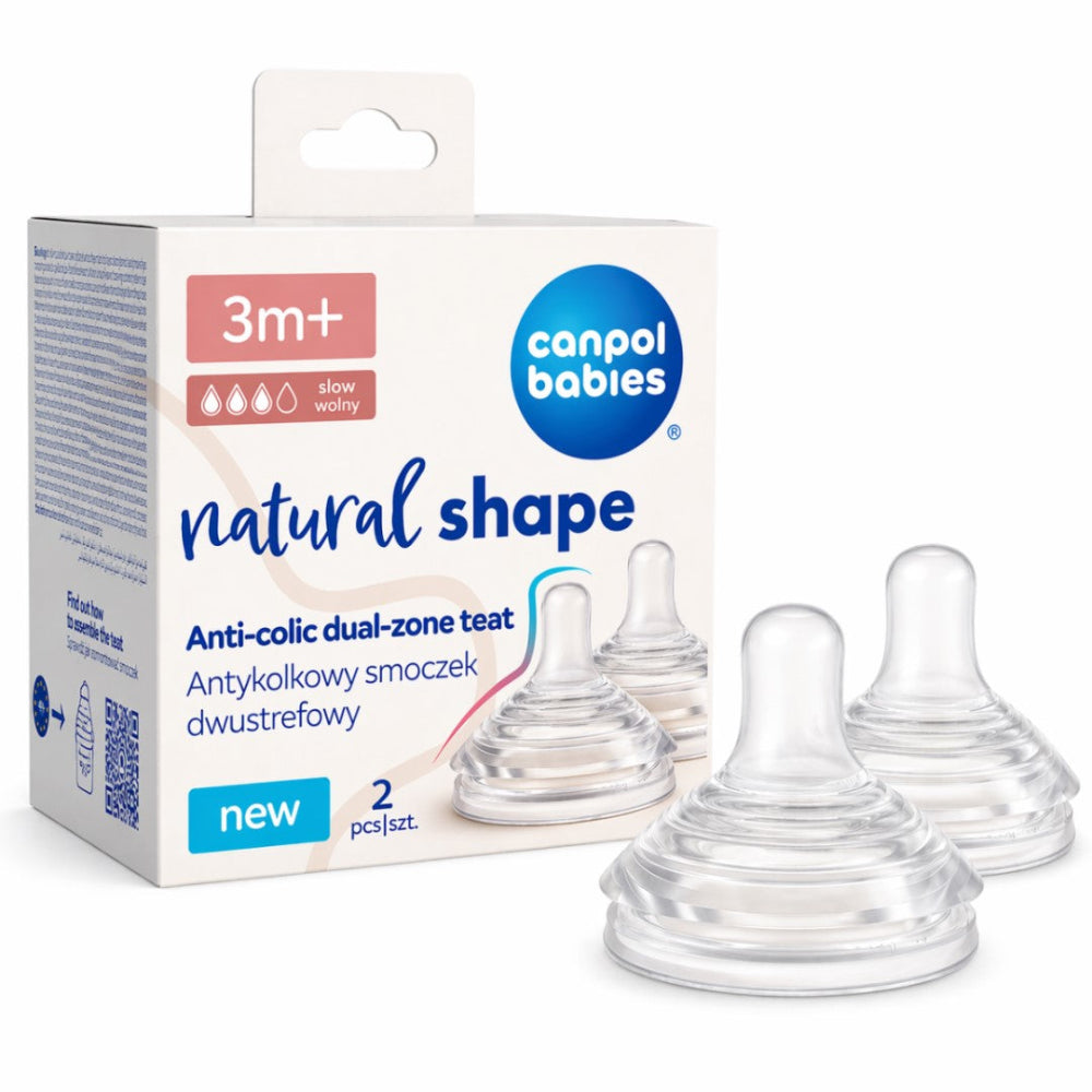Canpol Babies Natural Shape Anti-Colic Dual-Zone Teats 3m+ (2 Pcs) - Baby Essentials