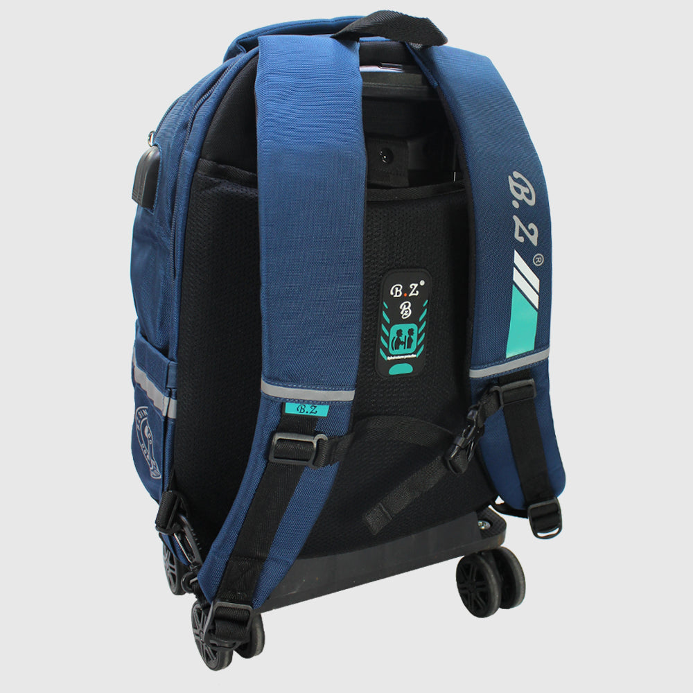 Navy 18 Inches Trolley Backpack + Pencil Case - Ourkids - B.Z.