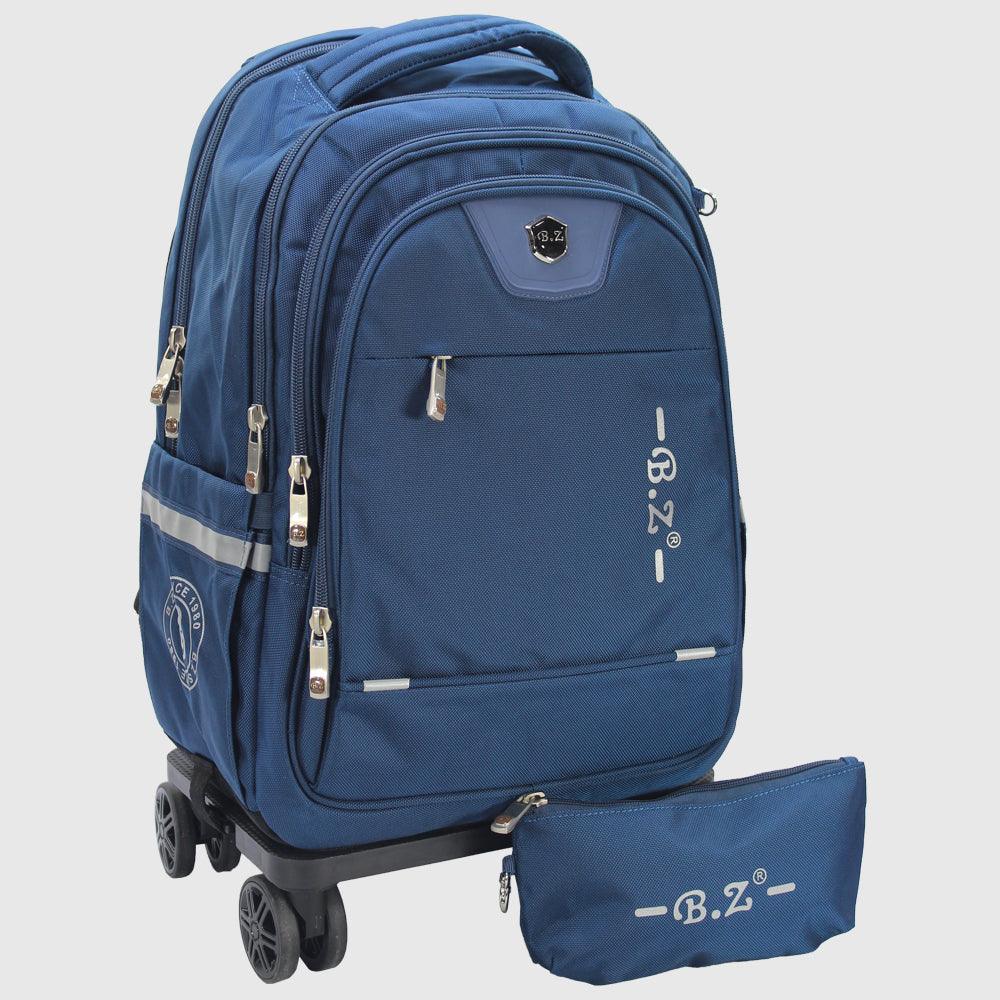 Navy 18 Inches Trolley Backpack + Pencil Case - Ourkids - B.Z.