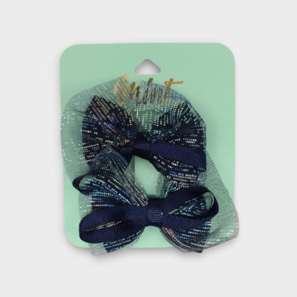 Navy Bow Hair Pin (Pack Of 2) - Ourkids - MINT