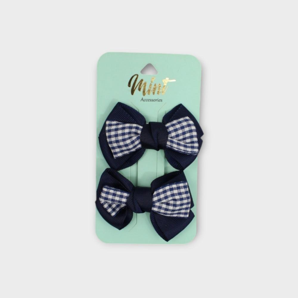 Navy Bow Hair Pin (Pack Of 2) - Ourkids - MINT