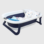 Navy Foldable Baby Bathtub With Thermometer - Ourkids - Happy Baby