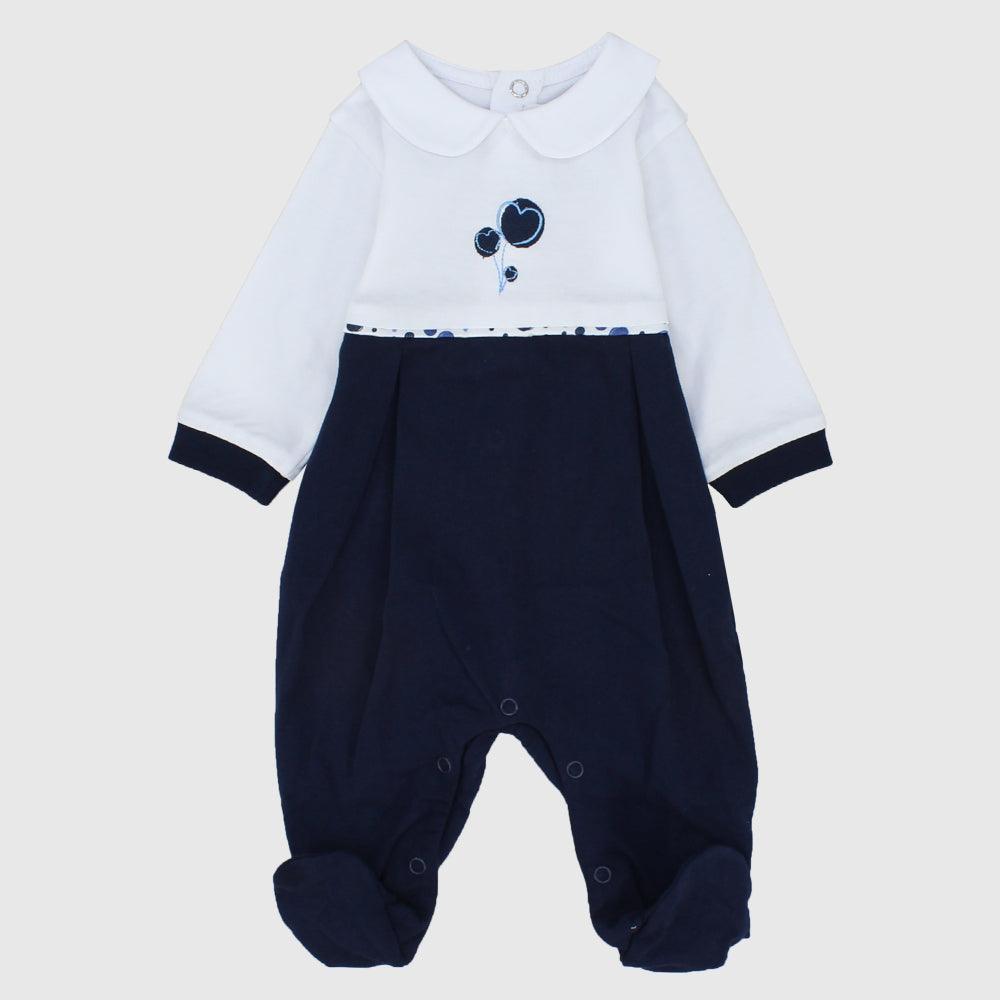 Navy Long-Sleeved Baby Footie - Ourkids - Pompelo