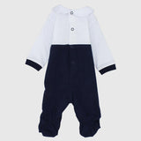 Navy Long-Sleeved Baby Footie - Ourkids - Pompelo