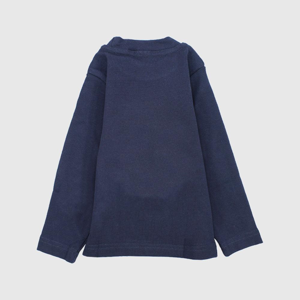 Navy Long-Sleeved Half-Collar T-Shirt - Ourkids - Morenella