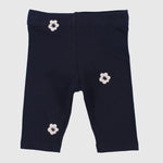 Navy Pantacourt Leggings With Little Flowers - Ourkids - Ourkids