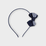 Navy Plastic Hair Band With A Navy Bow - Ourkids - TWK