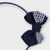 Navy Plastic Hair Band With A Navy Bow - Ourkids - TWK