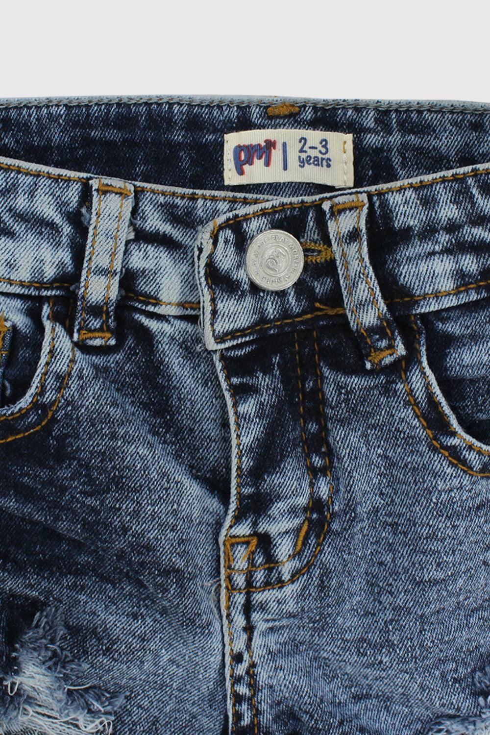 Navy Ripped Jean Shorts - Ourkids - Playmore