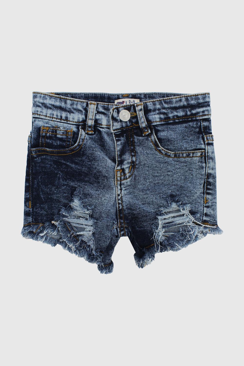 Navy Ripped Jean Shorts - Ourkids - Playmore