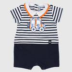 Navy Striped Short-Sleeved Romper - Ourkids - Pompelo