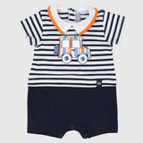 Navy Striped Short-Sleeved Romper - Ourkids - Pompelo