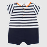 Navy Striped Short-Sleeved Romper - Ourkids - Pompelo