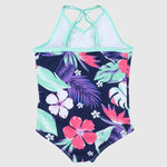 Navy/Mint Green Flowery One-Piece Swim Suit - Ourkids - Bella Bambino