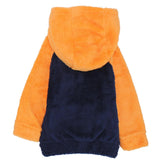 Navy/Orange Long-Sleeved Fleeced Hooded Pajama - Ourkids - Ourkids