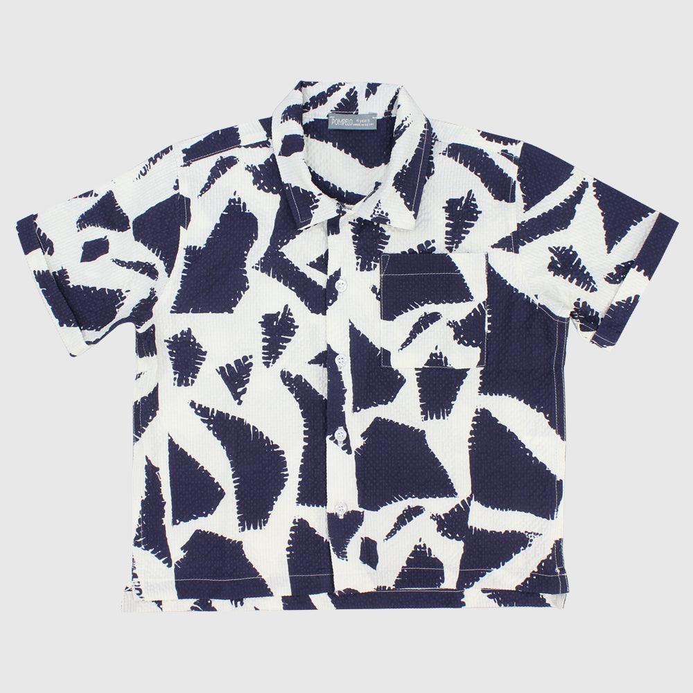 Navy/White Short-Sleeved Shirt - Ourkids - Pompelo