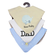 Baby Boys Cotton Bib Set – "New Baby" (Pack of 3, Scarf Style)