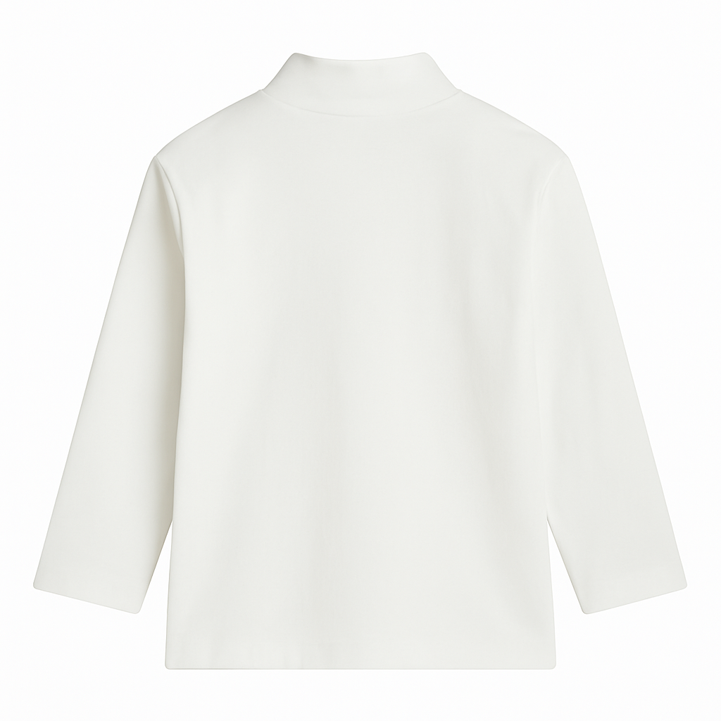 Offwhite Long-Sleeved Plain Half Collar T-Shirt
