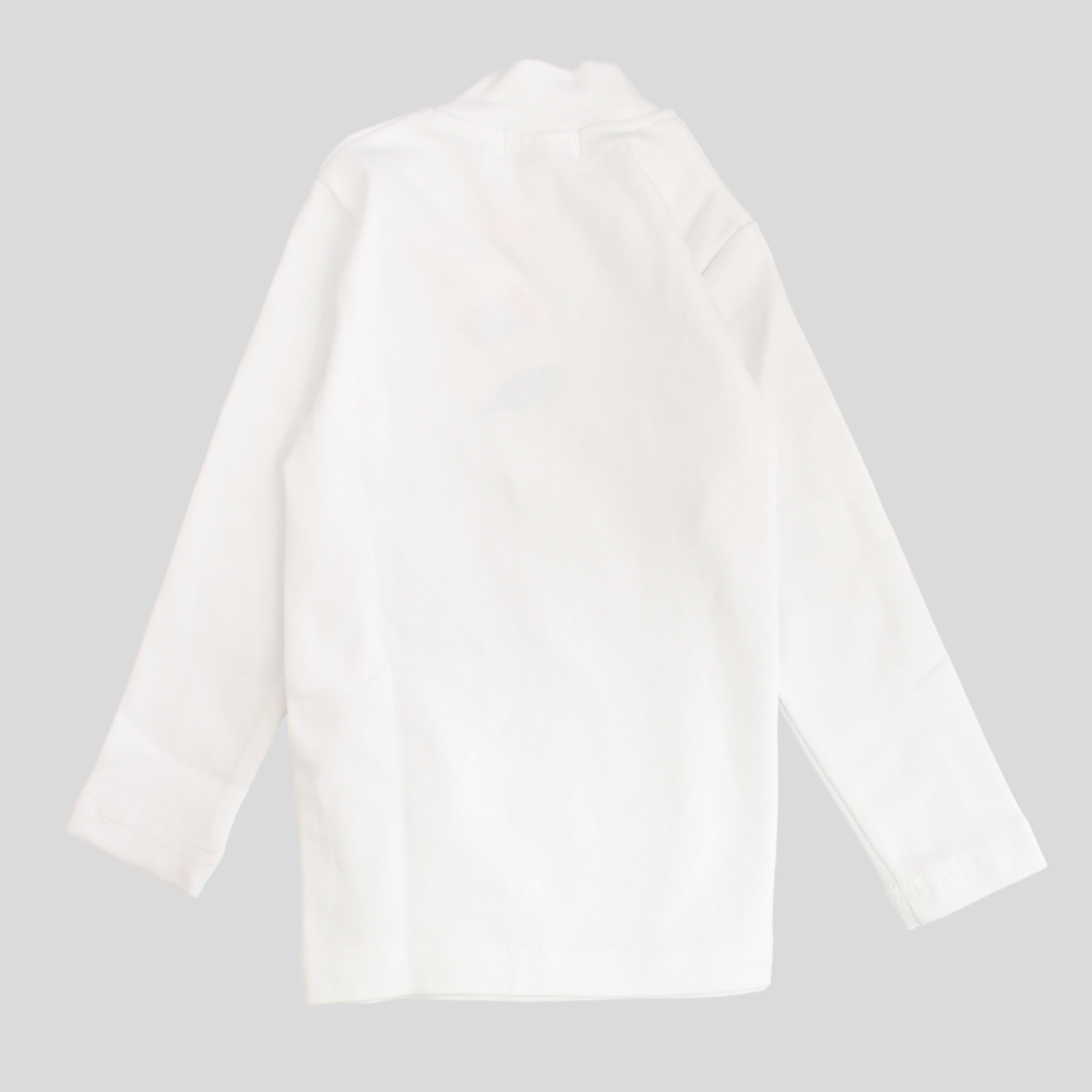 Offwhite Long-Sleeved Plain Half Collar T-Shirt - Ourkids - Ourkids