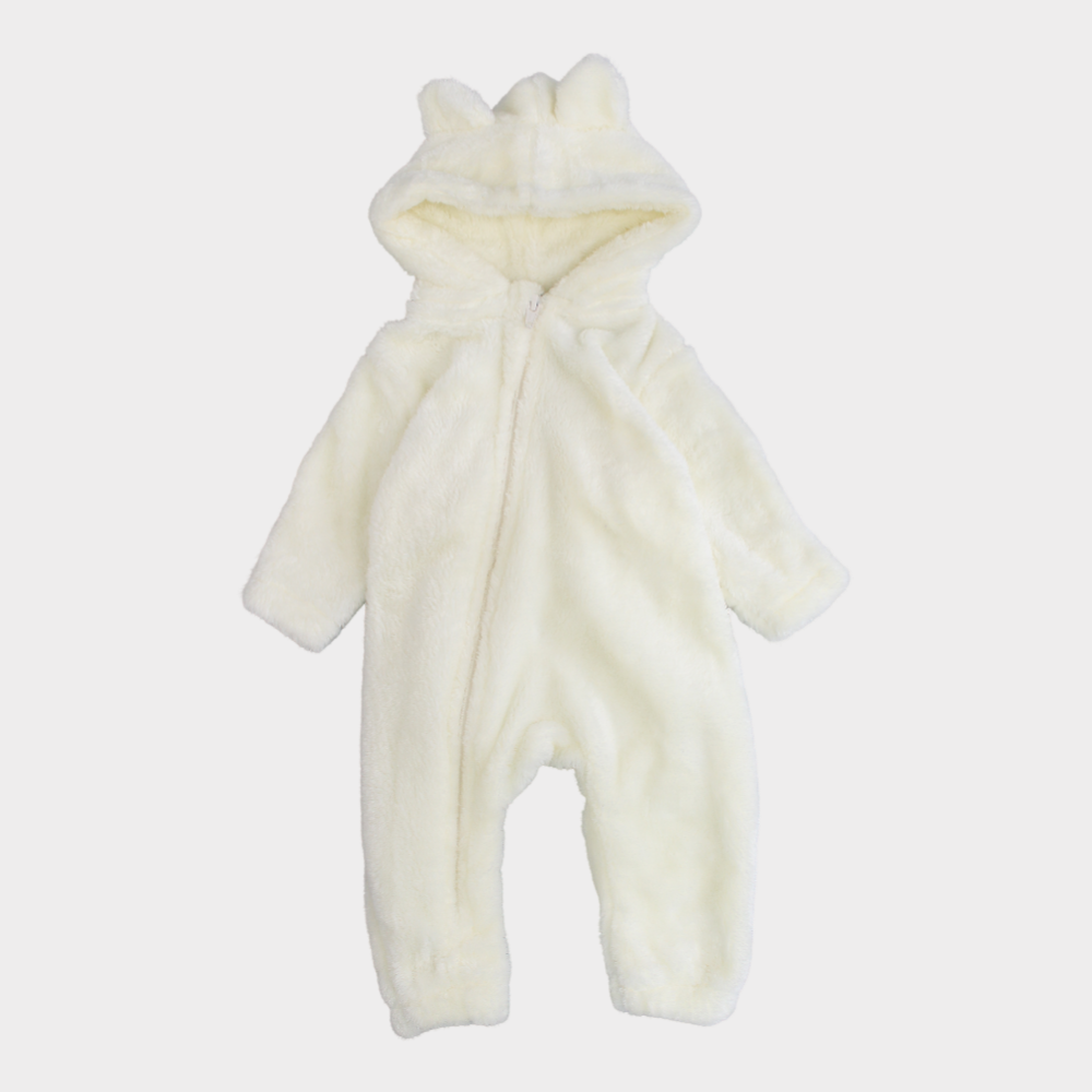 Offwhite Teddy Fleeced Hooded Onesie - Ourkids - Ourkids