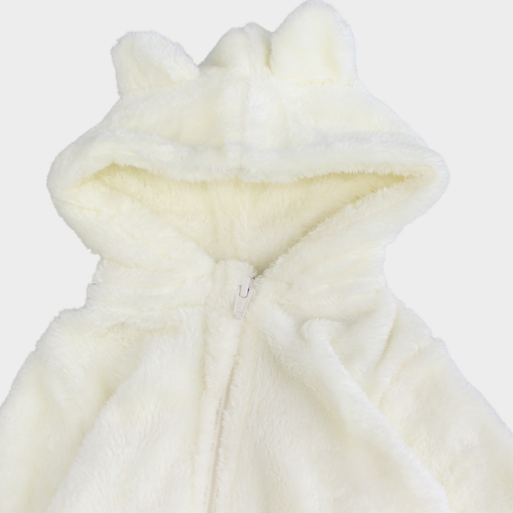 Offwhite Teddy Fleeced Hooded Onesie - Ourkids - Ourkids