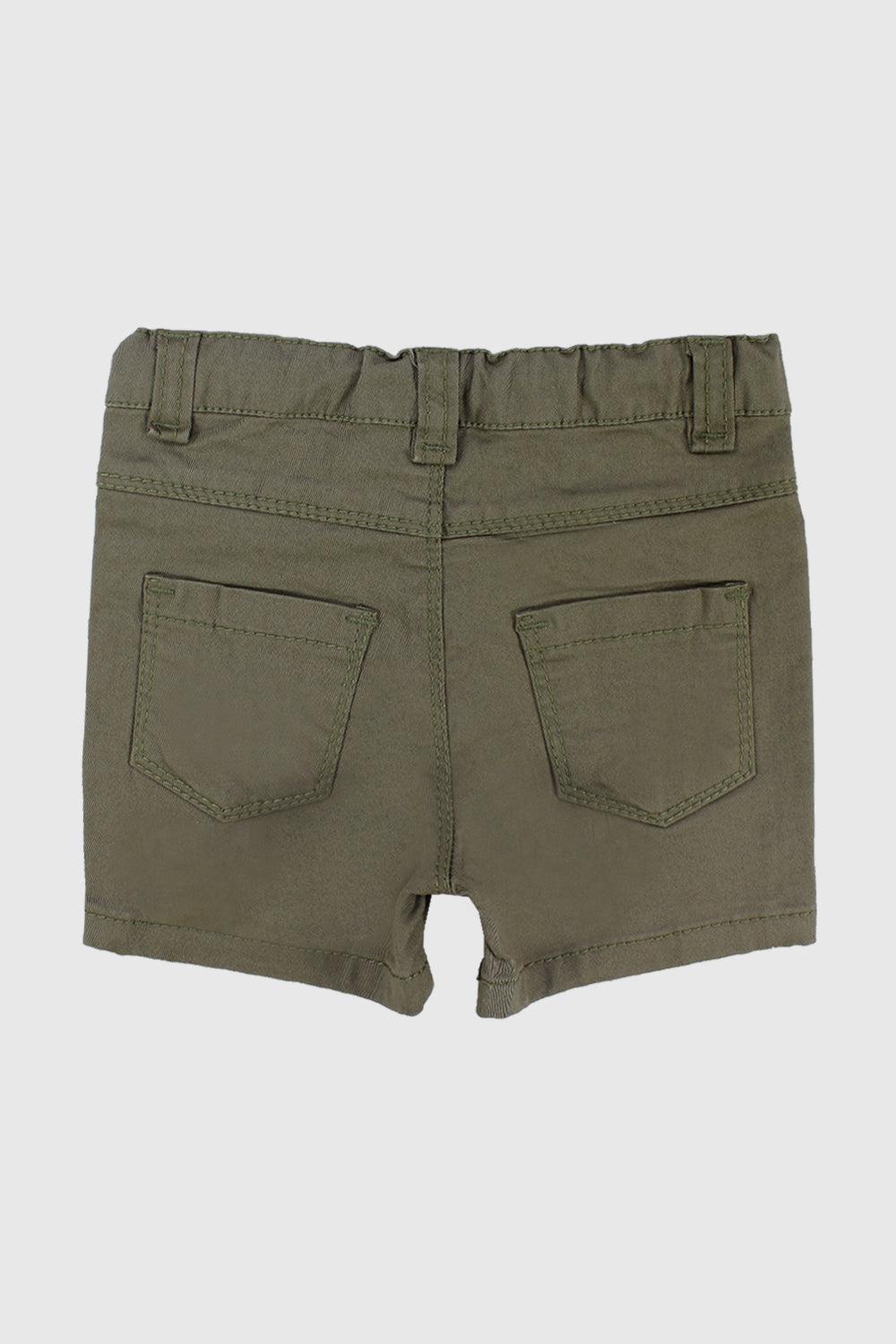 Olive Gabardine Shorts - Ourkids - Playmore