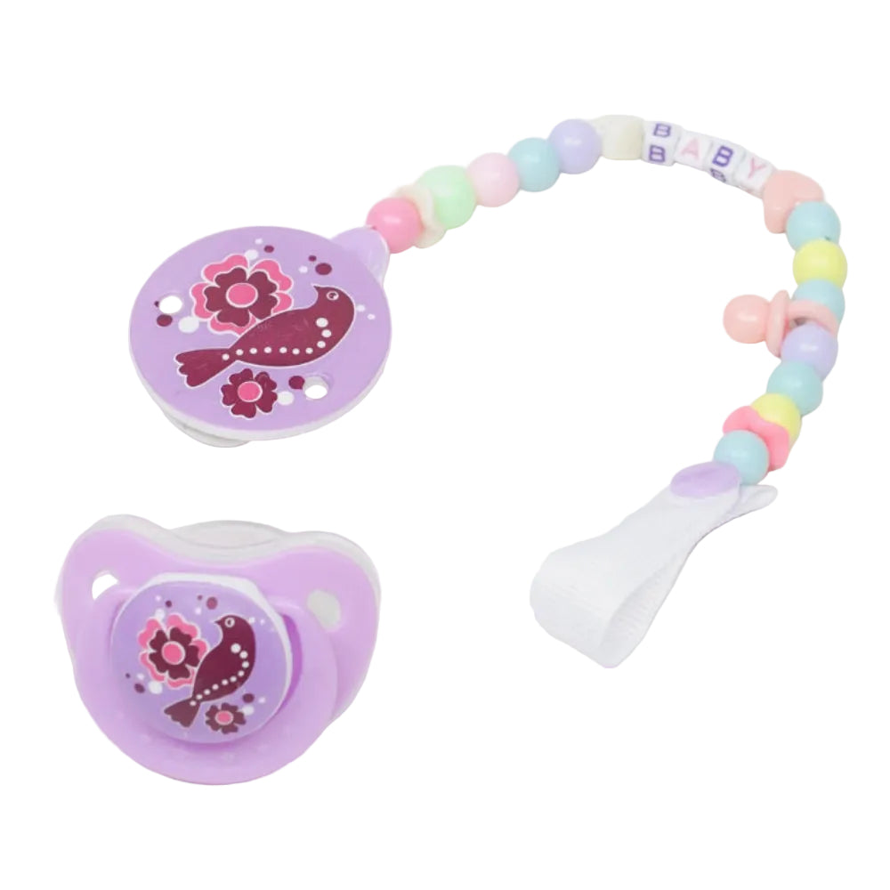 Safari Baby Soother with Clip Chain 0-6M – Purple Bird