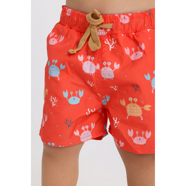 Baby Boys Swimsuit – Orange with Crabs Print