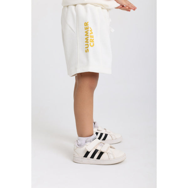 Unisex Baby Cotton Short – Off-White with "Summer Crew" Print