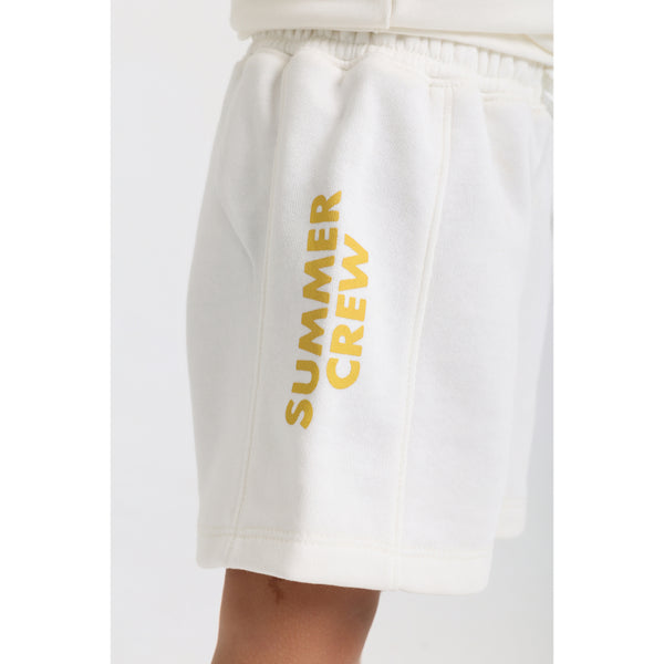 Unisex Baby Cotton Short – Off-White with "Summer Crew" Print