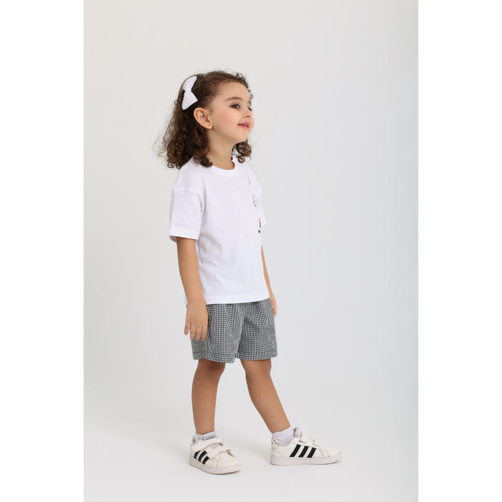 Unisex Baby Cotton Outfit Set – White & Black with "Ice Cream Crew" Print