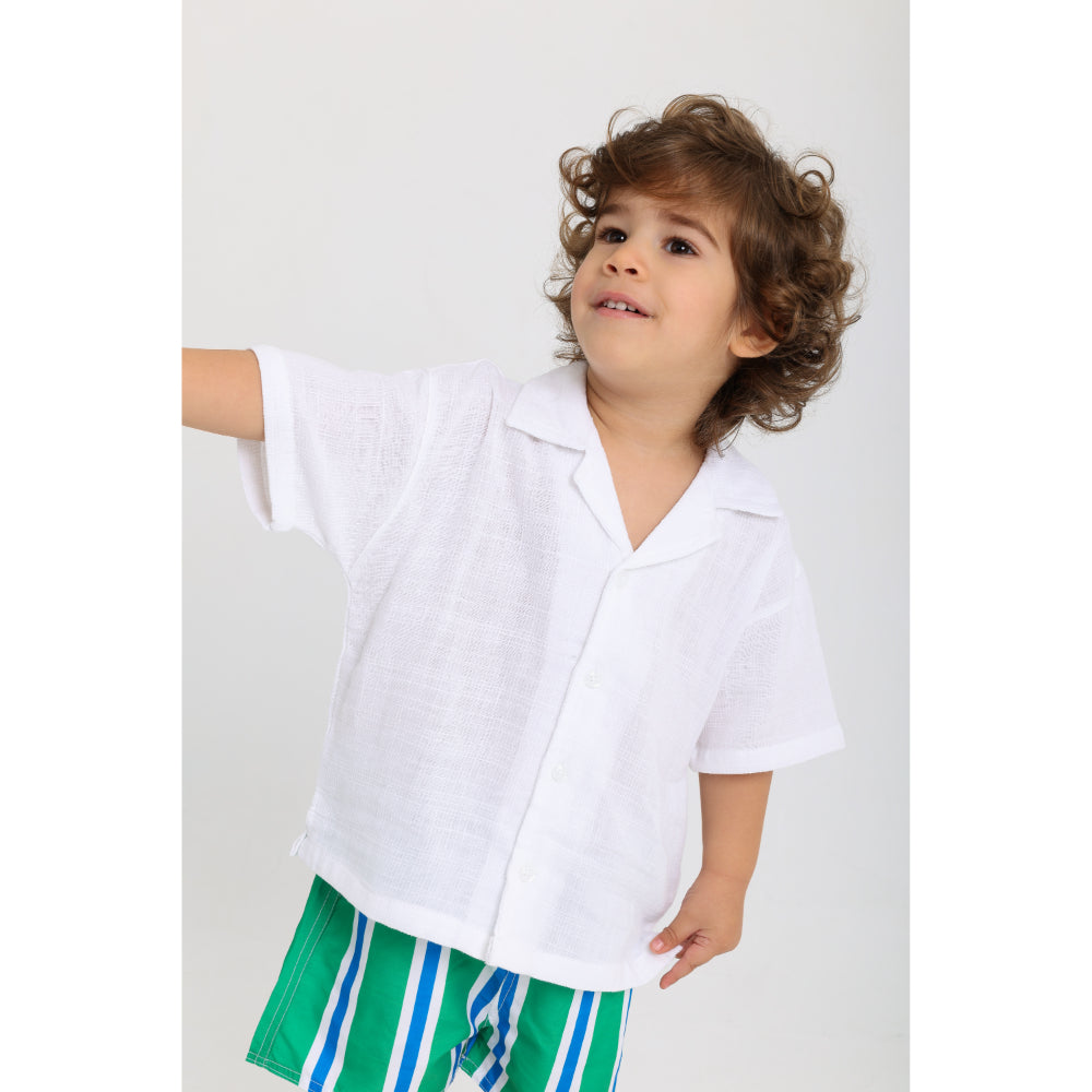 Baby Boys Linen Shirt – White