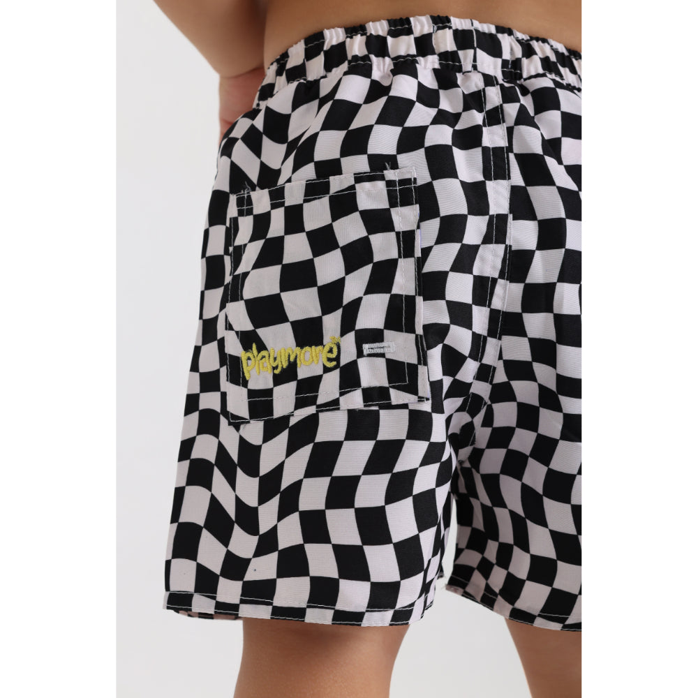 Baby Boys Swimsuit Short – Black & White Squares