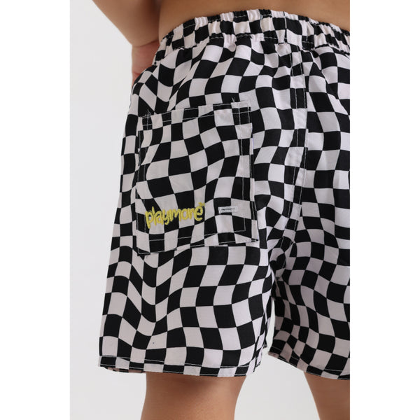Baby Boys Swimsuit Short – Black & White Squares