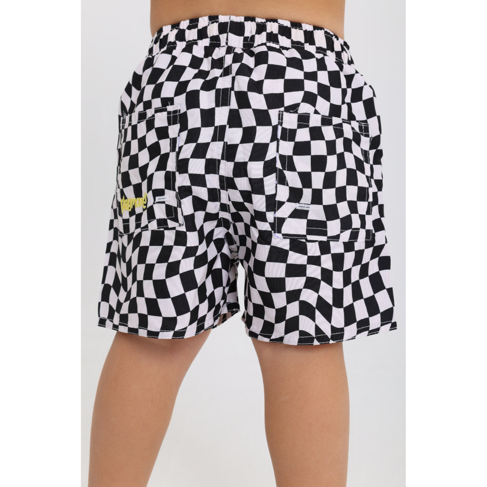 Baby Boys Swimsuit Short – Black & White Squares