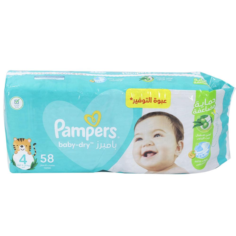 Pampers 58-Piece Baby Dry Diapers, Size 4, Maxi, 9-18 kg - Ourkids - Pampers