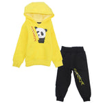 Panda Long-Sleeved Fleeced Hooded Pajama - Ourkids - Rosso