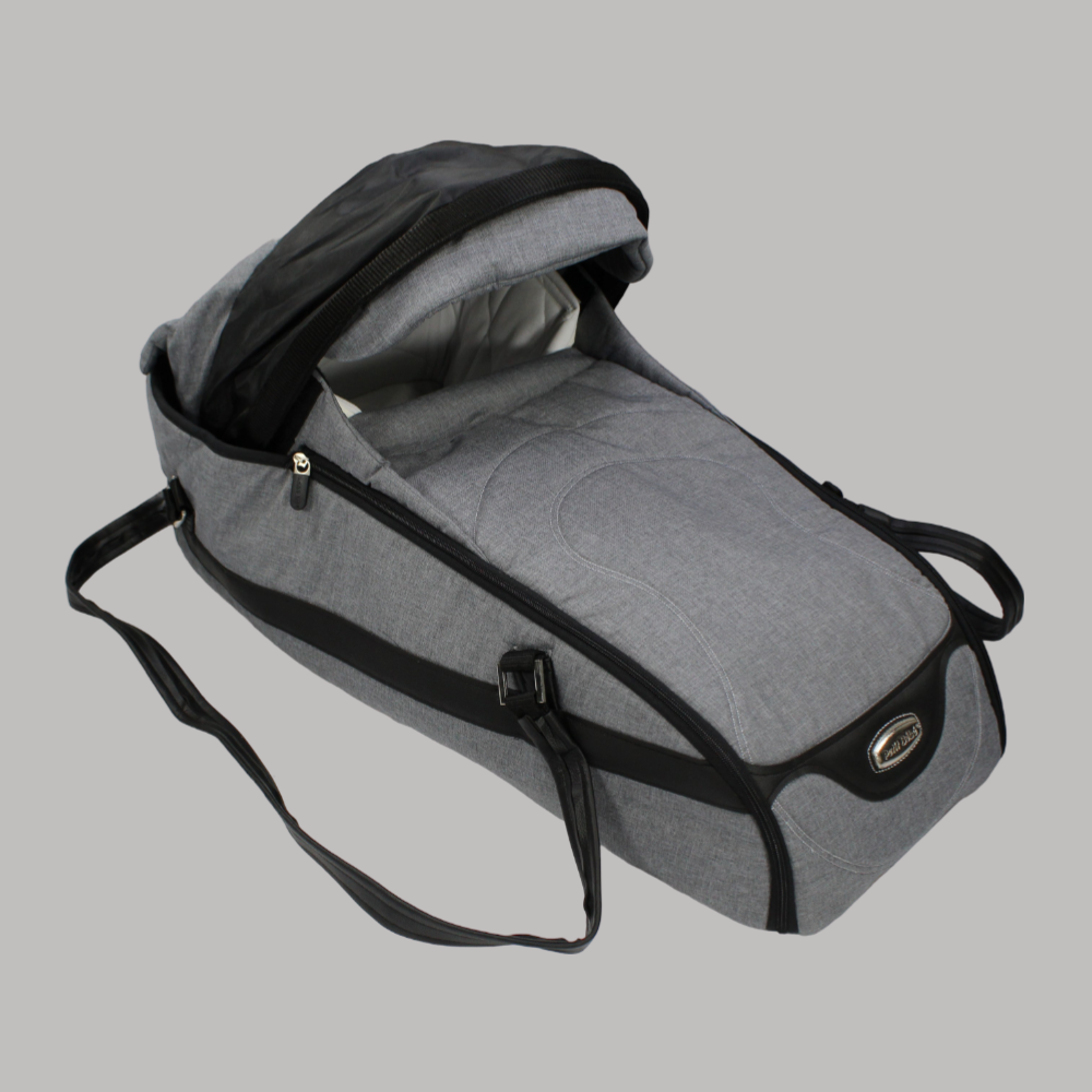 Petit Bebe Premium Carry Cot - Grey/Black - Ourkids - Petit Bebe