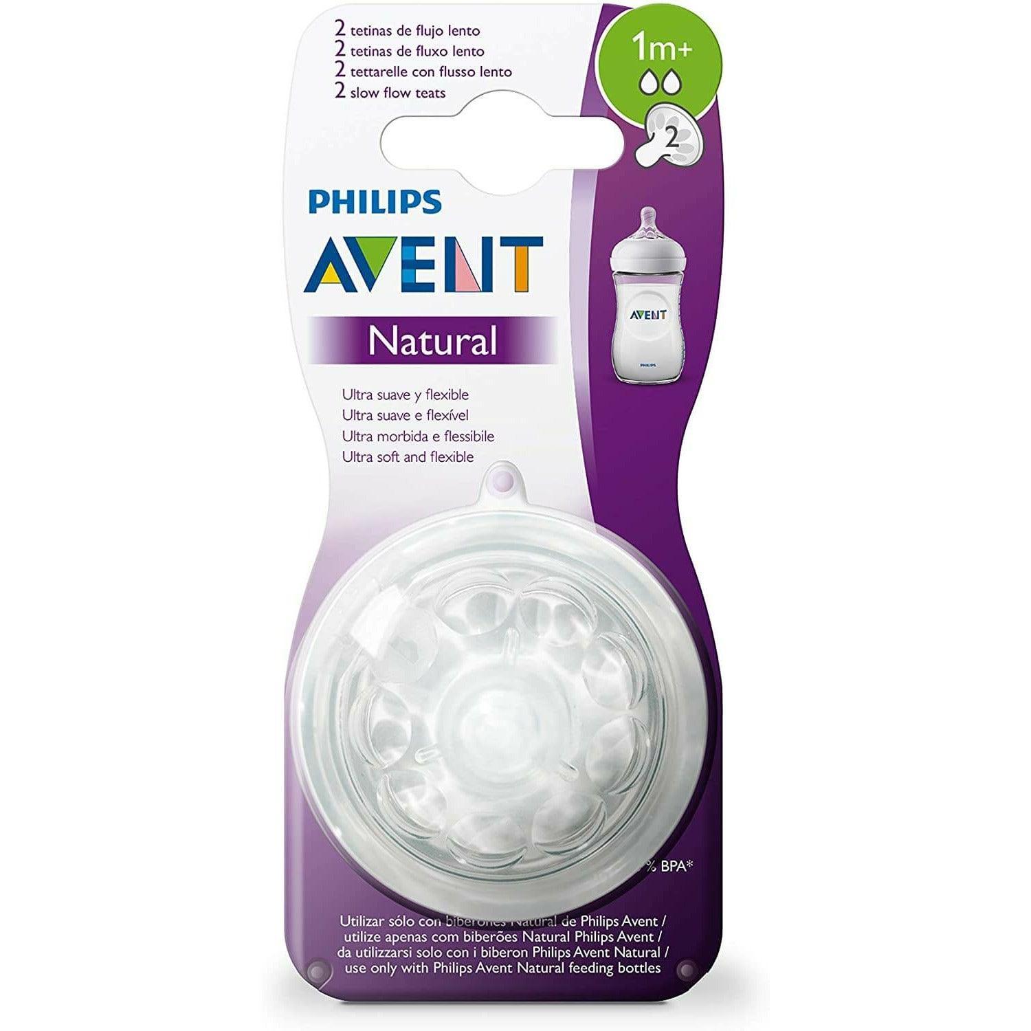 Philips Avent Natural Baby Teat - 1 Month+ - Slow Flow, Set of 2 - Ourkids - Philips Avent