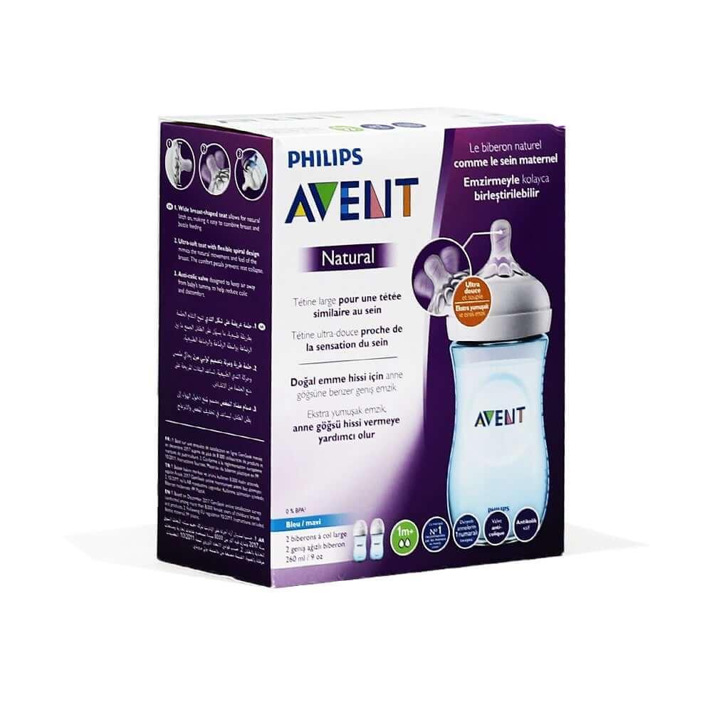 Philips Avent Natural Feeding Bottle260ml, Pack of 2-Blue - Ourkids - Philips Avent