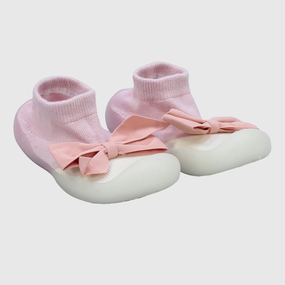 PINK BOW GRIPPER SLIPPER WINTER THICK COTTON BABY SOCKS - Ourkids - Bella Bambino