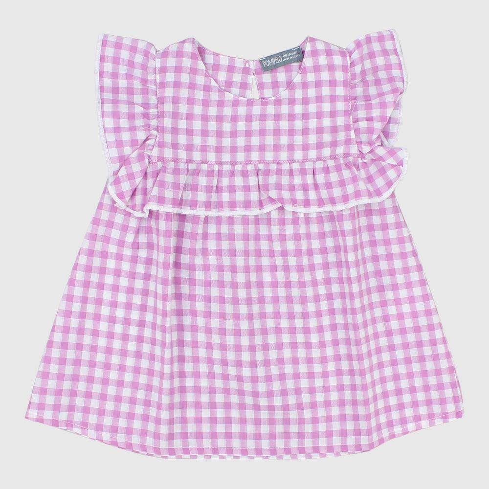 Pink Checkered Sleeveless Dress - Ourkids - Pompelo