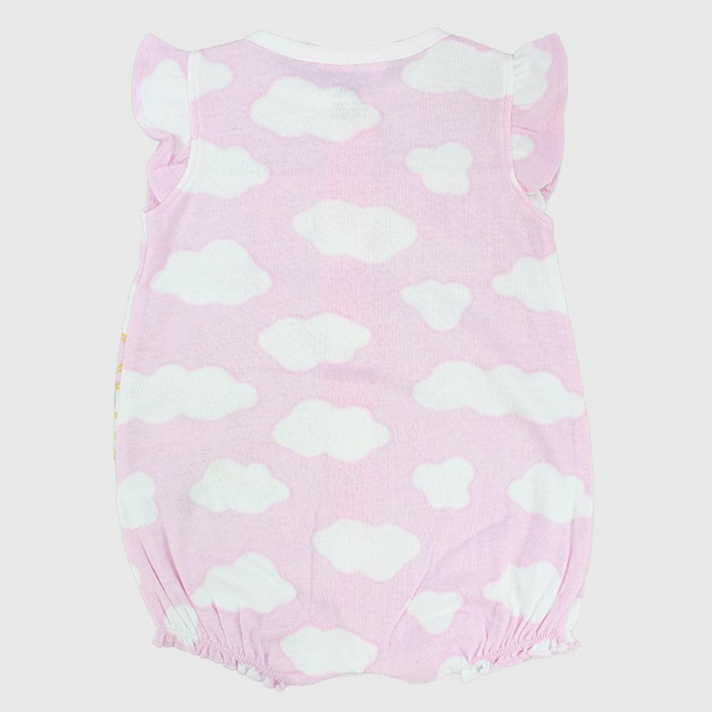 Pink Cloudy Ruffled Shoulders Romper - Ourkids - Mini Me