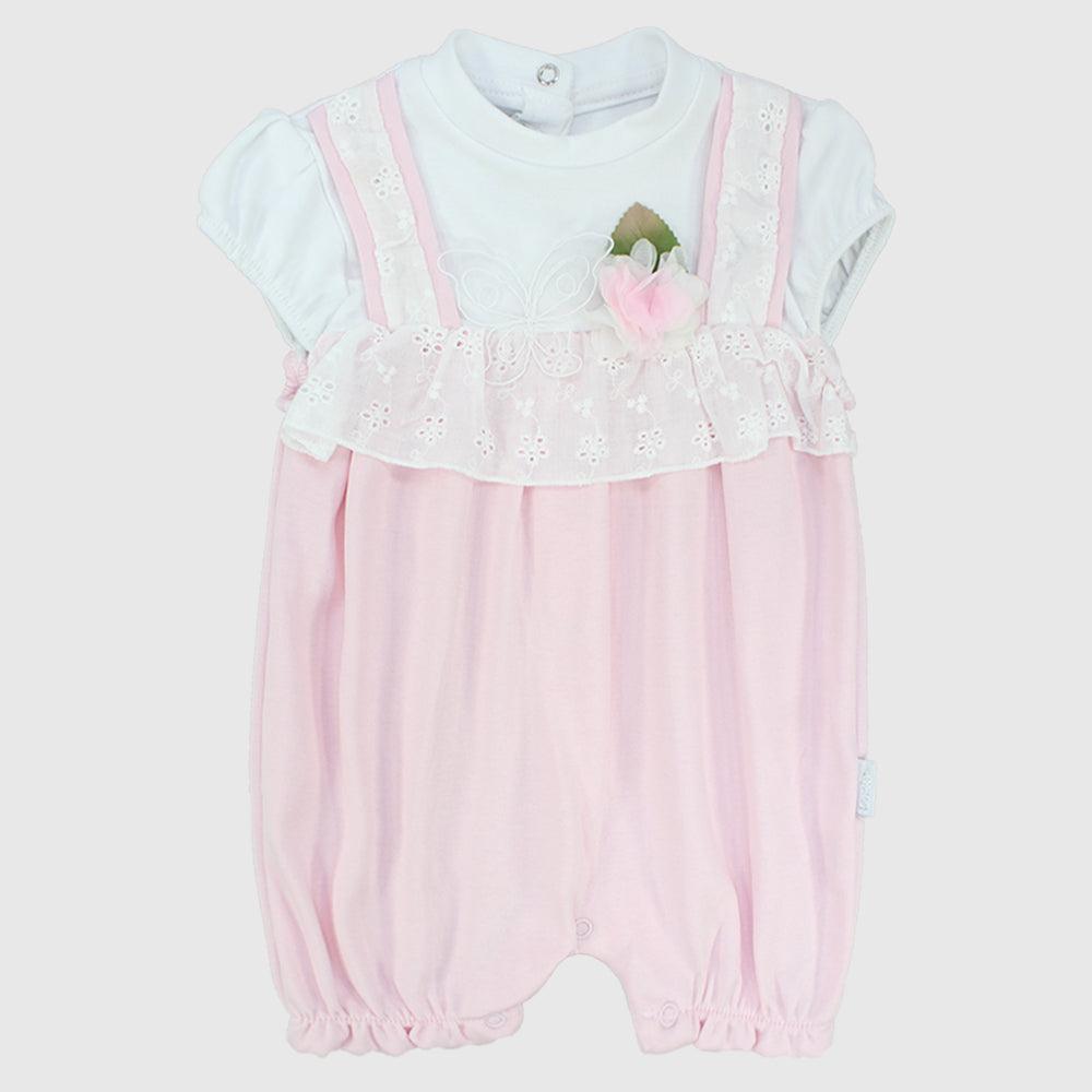 Pink Flower Short-Sleeved Romper - Ourkids - Bumber